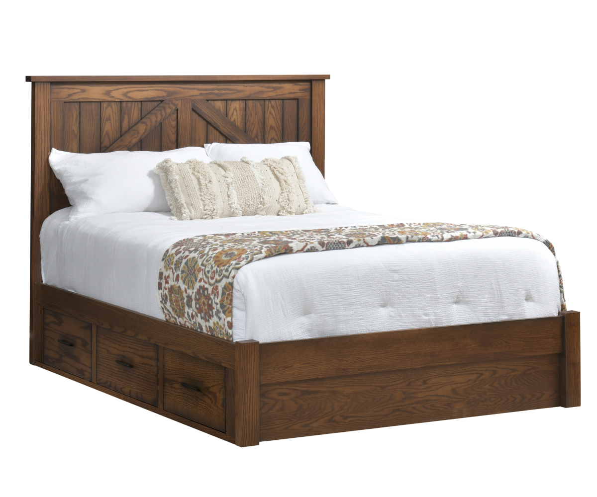 Mountain Lodge Panel Bed With Drawers To The Floor