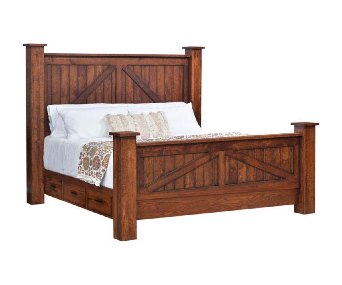 Mountain Lodge Post Bed With Drawer Units Raised 6"